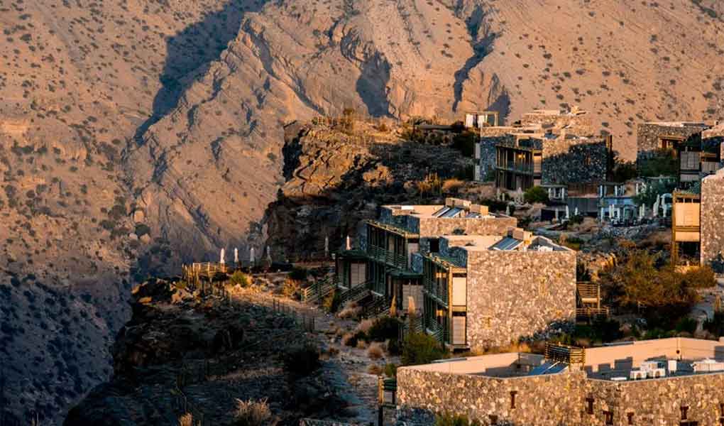 Exterior del hotel de lujo en Omán Alila Jabal Akhdar