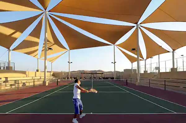 Pista de tenis Resort familiar Qasar Al Sarab desierto Abu Dhabi