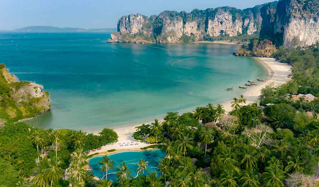 Playas del hotel lujo Tailandia Rayavadee Krabi mar y vegetación