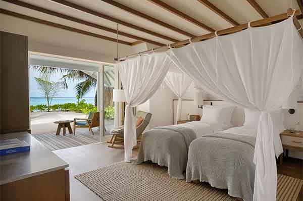 Habitación para niños en la beach villa familiar Six Senses Kanuhura